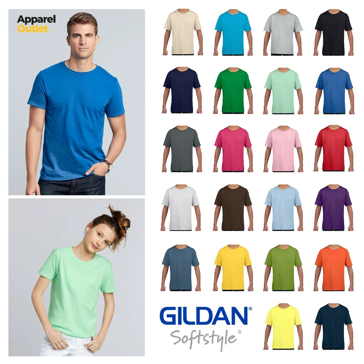 Gildan Softstyle Ringspun Cotton T-Shirt - Adult Men's & Kids Sizes