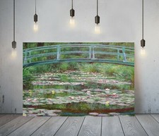 MONET BRIDGE WATERLILY POND-FRAMED CANVAS PAINTING WALL ART PICTURE PAPER PRINT