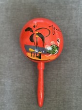 VINTAGE MEXICAN MARACA SINGLE RED ORANGE