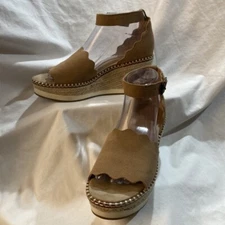 Crown Vintage  ~ Women’s 8M Elese Wedge Sandal Tan Leather