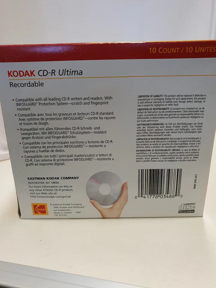 Kodak CD-R ULTIMA 650 MB / 74 Min 10 Stück Neu verschweißt ( intern 1) - Bild 4 von 4