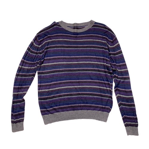 Northern Isles Pullover Herren Large grau blau Seide Kaschmirmischung Streifen Pulli