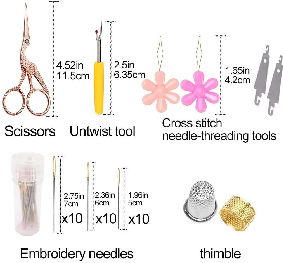 Embroidery Tools Kit Cross Stitch Accessories Threads Set DIY Crafts  Storage Box