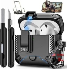 for AirPods 4 Case with Phone Stand, Automatic Snap Airpods 4th A-A-black