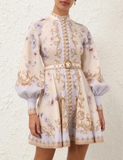 Zimmermann Hypnotic Buttoned Floral Mini Dress Size AU3  NWT