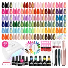 Gel Nail Polish Kit with U V Light and Nail Drill Kit 65 Pcs Gel Polish Nail Set