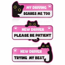 3Pcs New Driver Magnet for Car, Cute Black Cat Student Medium,