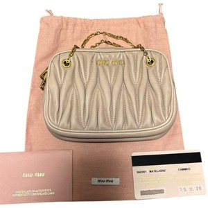 Miu Miu Matelassé Chain Mini Bag CAMMEO Pink Beige Leather