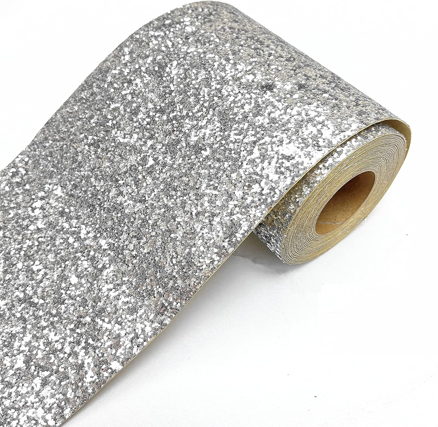 Silver Chunky Glitter Wallpaper Border,Peel and Stick Sliver Glitter Wall Border