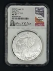 2025 P Eagle S$1 Eagle Privvy First Day of Issue MS70 NGC, Anna Cabral Signed