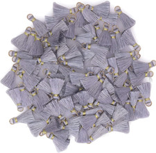 100Pcs 0.8Inch/2CM Mini Tassels Silver Tassel Tiny Handmade Craft Tassels with G