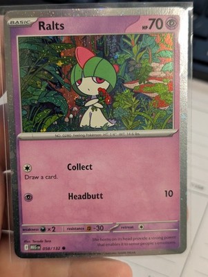 Pokémon TCG Ralts Cosmo Holo Ralts  058/132 Mega Evolution With Swirl