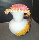 Victorian Stevens & Williams Peachblow Cased Glass Applied Leaf Handle Pitcher — photo 1