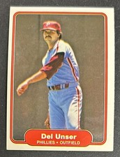 1982 Fleer Del Unser Baseball Card #261 Phillies OF VG O/C