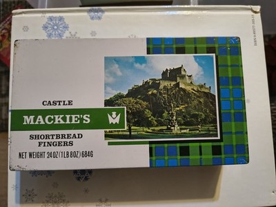 Vintage RARE Cookie Tin 'CASTLE MACKIE'S SHORTBREAD FINGERS OF Scotland See Pics