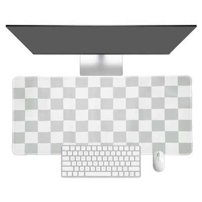 Kariertes Mauspad 80x40 cm rutschfest grau/weiß für Schreibtisch