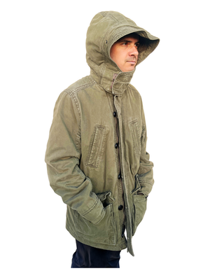 Vintage Hollister Sherpa Lined Parka Jacket Men Medium Olive