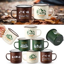 6 Pack Enamel Camping Mugs, 12 oz Campfire Coffee Cups with Handles, Camper O...