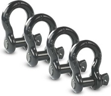 1/2" D Ring Shackle, Bow Shackle with Screw Pin Clevis, 2 ton Black( 4 Pack)