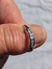 925 Silver Adjustable Ring Blue Stone Or Enamel? In Wave Design.