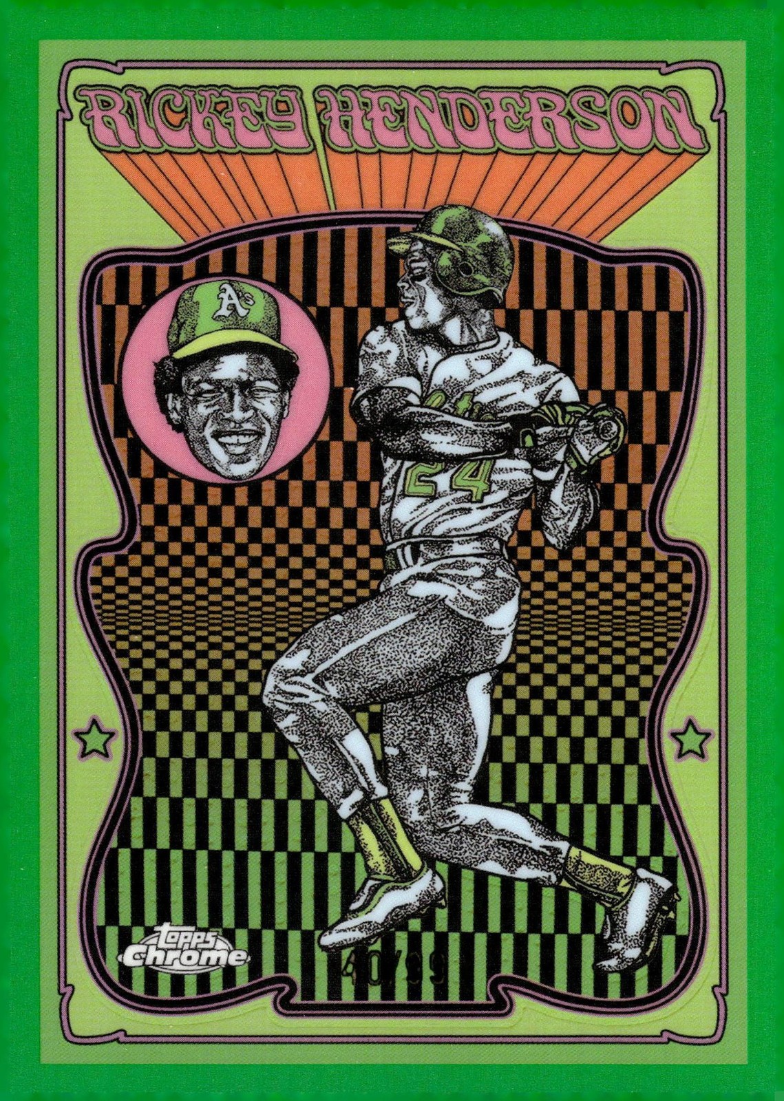 2025 Topps Chrome #UV-12 Rickey Henderson Ultra Violet All-Stars Green #/99