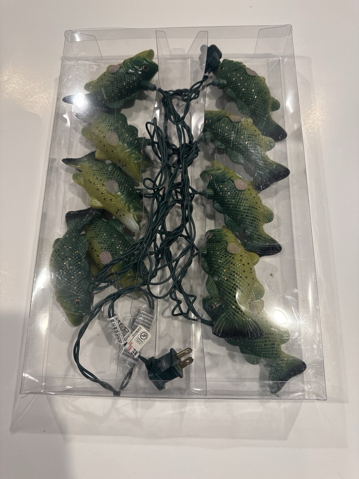 Bass Fish String Lights 10pc Blow Mold Indoor Novelty Fishing Decor Tested