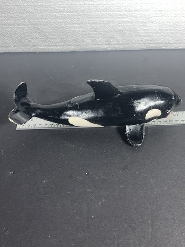 Vintage Orca Killer Whale Squeak Toy 8" Inch Rubber Squeaky Works Bath Toy - Picture 8 of 9