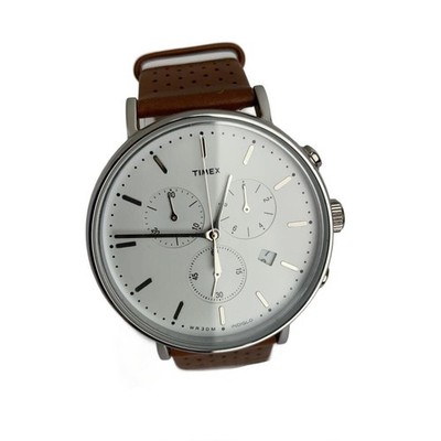 Import duty included for US buyers  Timex Quartz Watch Leather White Brown SS An