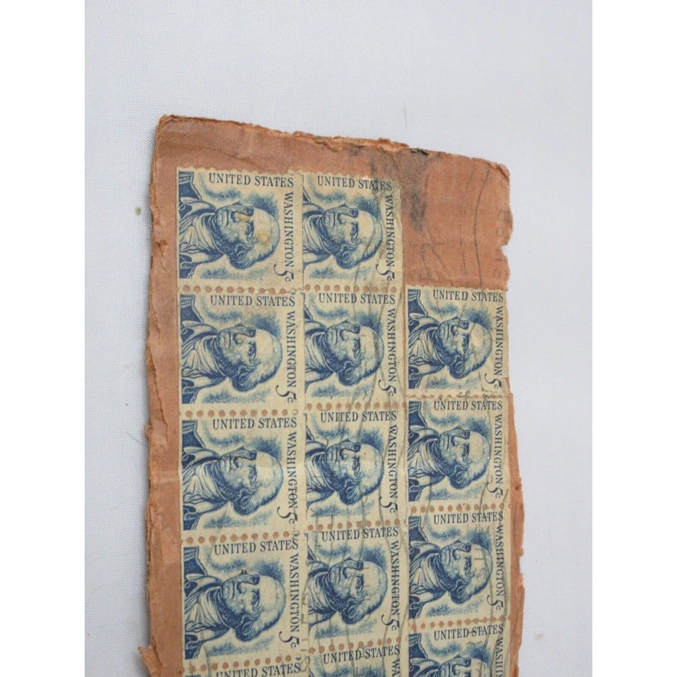 WASHINGTON 1960s Unshaved Beard Dirty Chin Stamps on Cardboard Box 5c Five Cents - Image 2 of 4