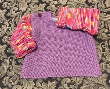 Baby Jumper Chest Measures 25 In 63.5cm 18 Mnths Hand Knit Purple Front Back Blu