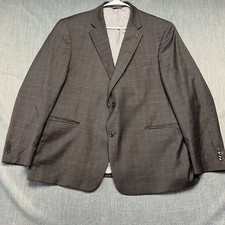 Tommy Hilfiger Men Blazer Size 44S Gray Plaid Professional Sport Coat Wool Blend
