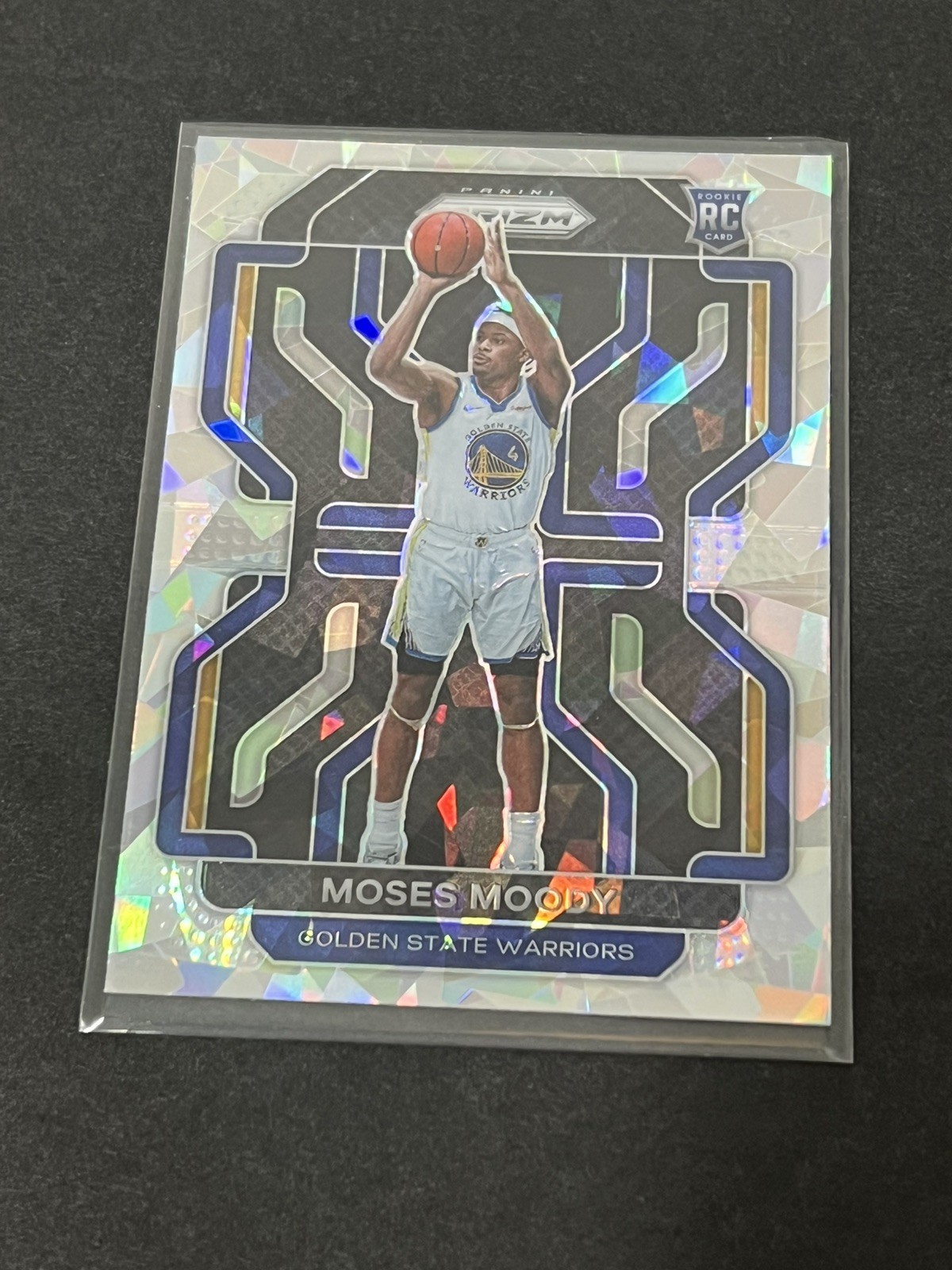 2021-22 Panini Prizm Moses Moody Cracked Ice Prizm Rookie RC #308 GS Warriors