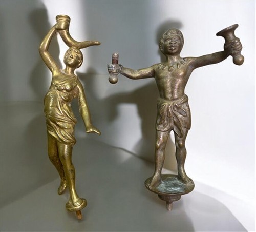 2 antike Messing Figuren, Vintage Skulptur, afrikanisch viktorianisch Art Deco Endstück - Bild 10 von 10