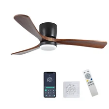 Wood Ceiling Fan with Light & Remote – 6-Speed, Low Profile, Reversible DC Motor