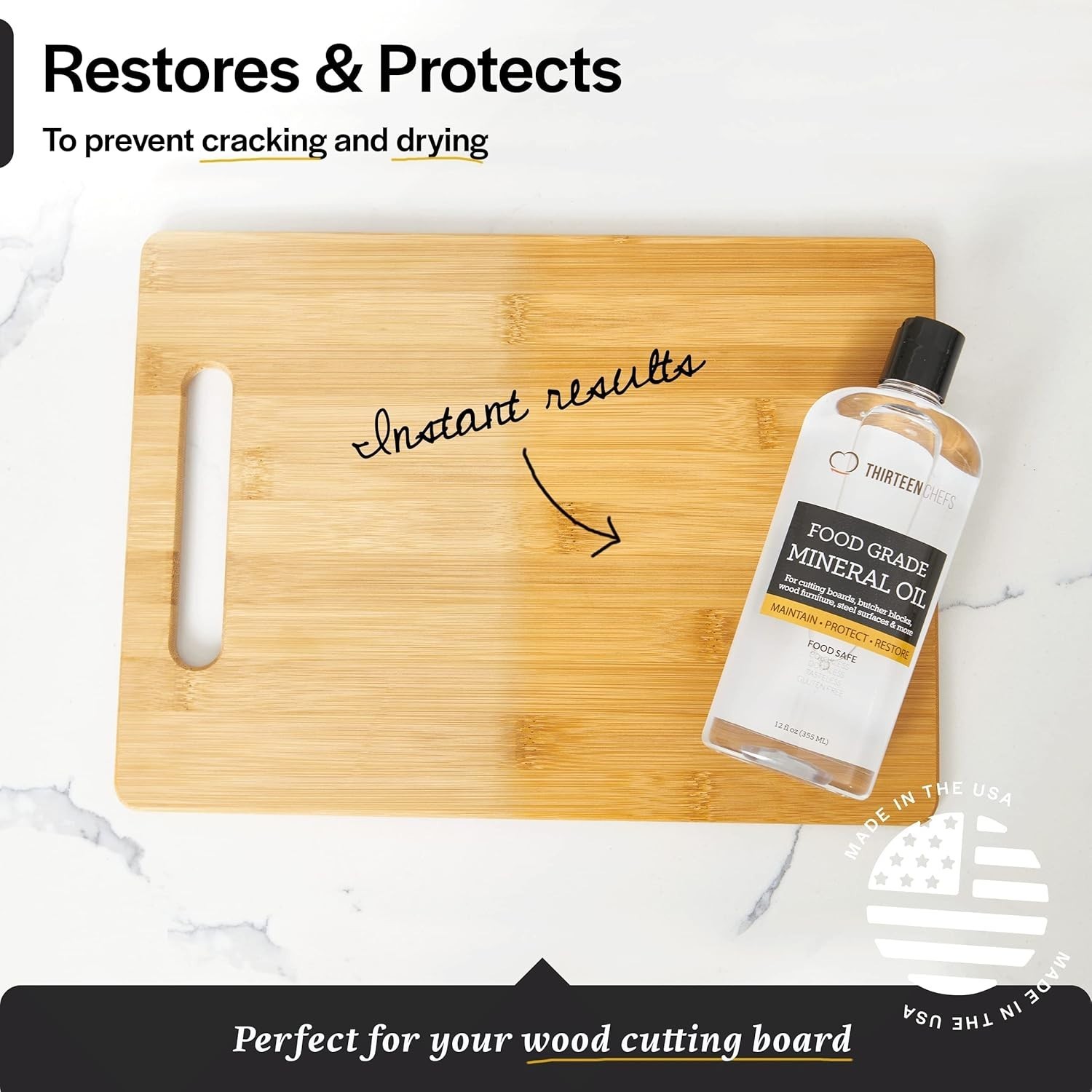 Safe 8 oz Food Grade Mineral Oil - Ideal Conditioner for Butcher Block & Marble