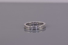 Sterling Silver 3mm Cubic Zirconia Channel Set Eternity Band Ring 925 Sz: 6