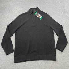 Banana Republic Sweater Men XL Black Waffle Quarter 1/4 Zip Pullover NWT