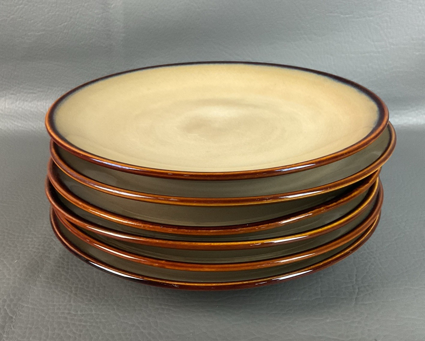 6 SANGO Nova Brown Salad Plates 4933 Stoneware 7 7/8&rdquo; Vint