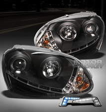 06-09 Vw Golf Gti Jetta R32 Black Projector Head Lightsblue Drl Led Hid Version