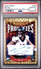 2024 Topps Finest Bo Nix Prodigies Auto Oil Spill Geometric Refractor /10 PSA 10