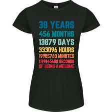 Camiseta 38 cumpleaños 38 años mujer corte pequeño