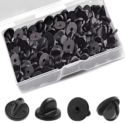 100 Pcs PVC Rubber Pin Backs Butterfly Clutch Backings Holder Tie Tacks Keepers