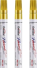 Permanent Paint Markers Pens - 3 Pack Gold Oil Based Paint Pens, Medium Tip, Qui