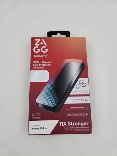 ZAGG Bouclier Invisible XTR4 + Protection Objectif Caméra pour Apple iPhone 16 Pro Max