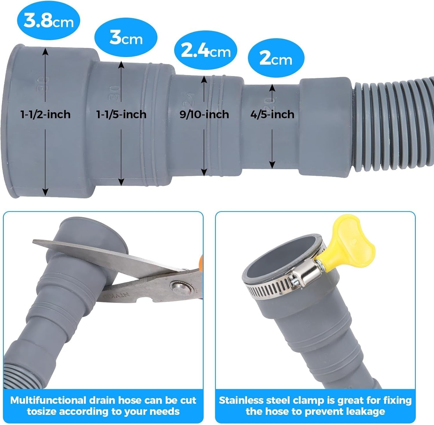 PinkCross Universal Washing Machine Drain Hose Extension, Flexible 6.5FT 