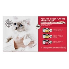 40 pack Poultry  Beef Cuts in Gravy Wet Cat Food Variety Pack 5.5 oz Cans