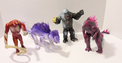Lot of 4 Godzilla X Kong Legendary Figures W/Toho Pink Godzilla
