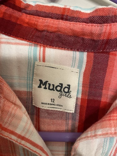 Mudd girls size 12 red plaid button up shirt - Picture 3 of 3