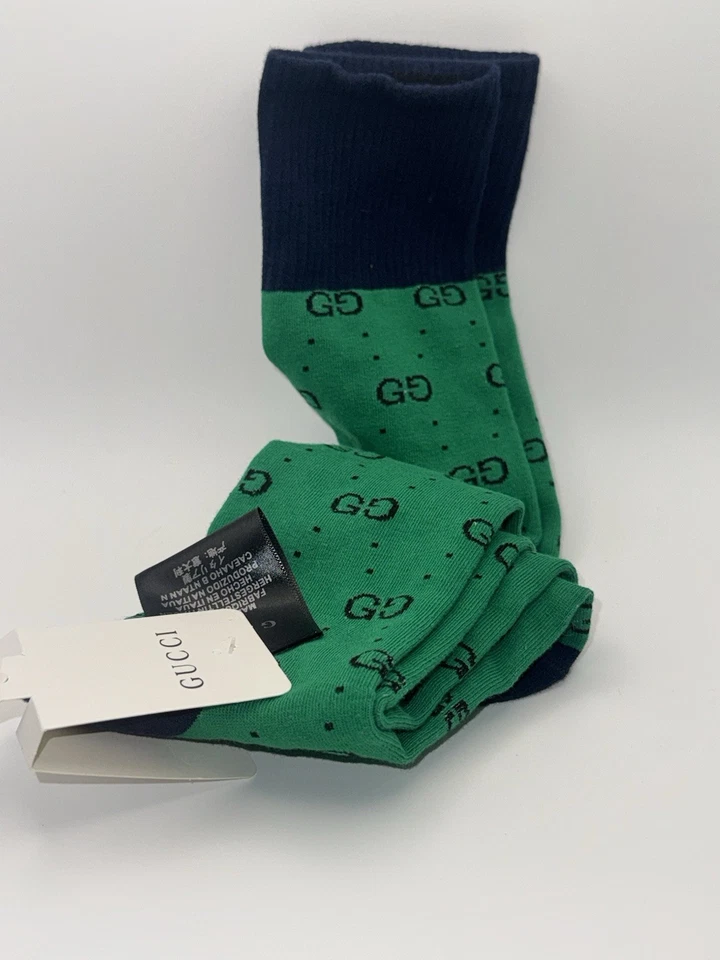 Meias longas unissex Gucci GG verde/marinho - Imagem 3 de 3