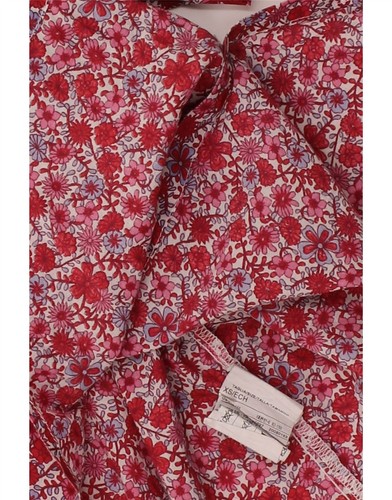 BENETTON Womens Shirt UK 6 XS Red Floral Cotton DE06 - Picture 3 of 4